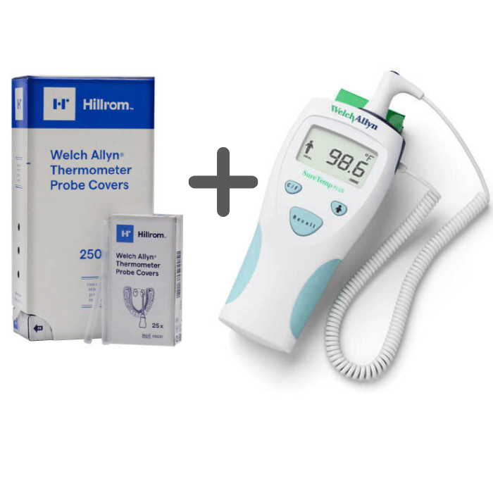 מד חום רפואי Welch Allyn SureTemp Plus 690  כיסויים. ערכה מורחבת. מדידה תוך 2 שניות. ס.מדיק יבוא