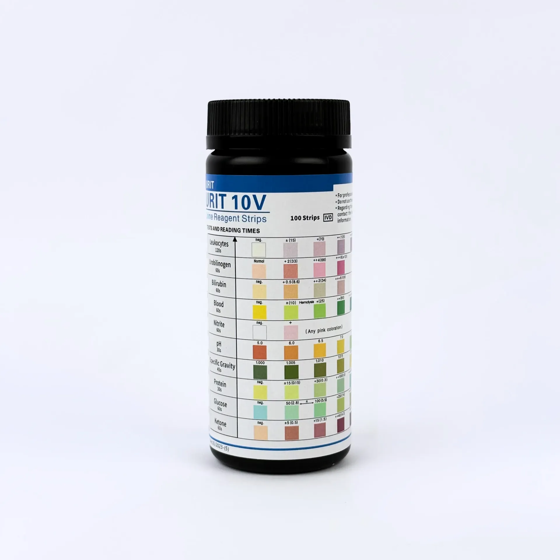 [103011] סטיקים לבדיקת שתן  100 יחידות . Urine Test Strips. בדיקת 10 פרמטרים: גלוקוז, חלבון, דם, pH, קטונים ועוד. תוצאה תוך 60 שניות. ס.מדיק יבוא