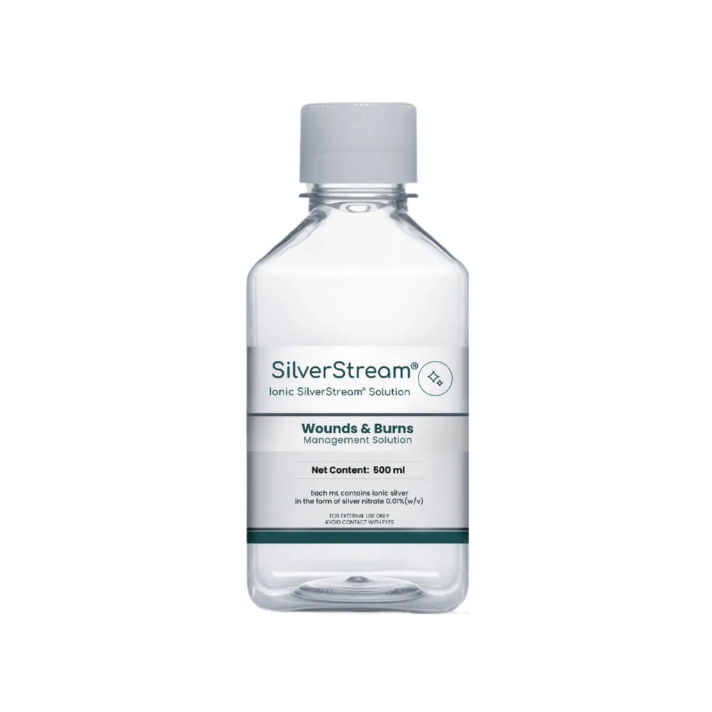 סילברסטרים תמיסת כסף יוני. SilverStream Ionic Solution. לטיפול בפצעים ובכוויות. כסף יוני לשימוש חיצוני. ס.מדיק יבוא