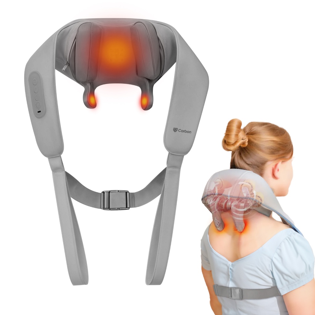 [990143] חגורת עיסוי לצוואר ולכתפיים 4D. Carbon Tensio. חימום אינפרא. אלחוטי עד 120 דקות