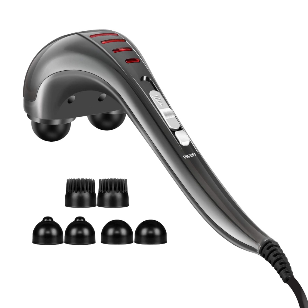 [990151] מוט עיסוי חשמלי לגב ולרגליים. Carbon Rodex. עד 3000 נקישות בדקה. כולל 3 ראשי עיסוי מתחלפים