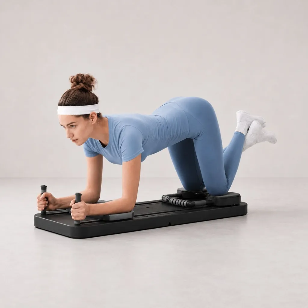 [990157] מכשיר פילאטיס ביתי מתקפל. Carbon ABX Motion. טיימר דיגיטלי. כולל גומיות התנגדות ומשטח ברכיים מרופד