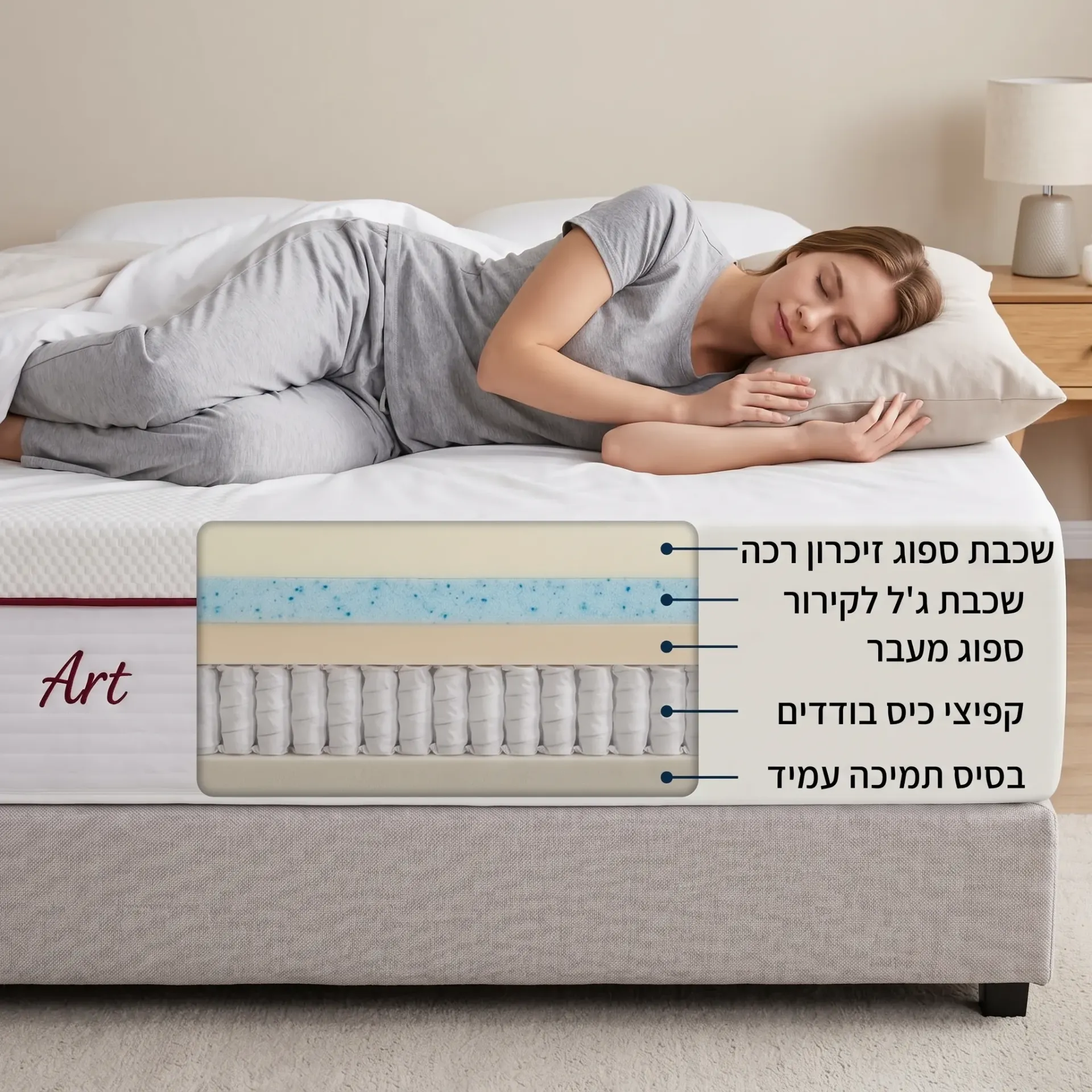 [990337] מזרן גרין Swiss Comfort. GREEN Mattress. ONE-SIDE בקשיחות בינונית. 7 מידות (190×80 יחיד צר)