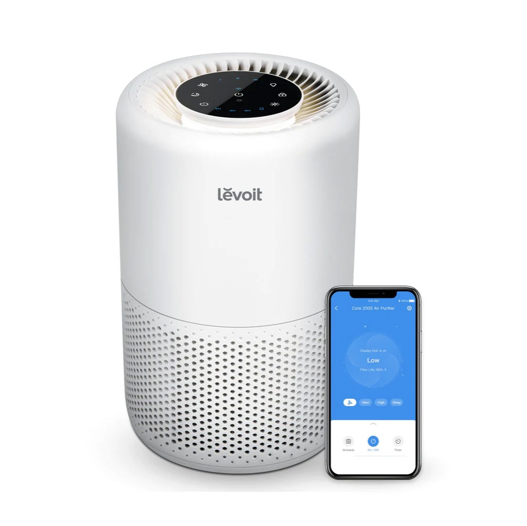 [990343] מטהר אוויר חכם LEVOIT Core 200S. Smart Air Purifier. סינון 3 שלבי HEPA. עד 17 מ״ר. שליטה באפליקציה VeSync