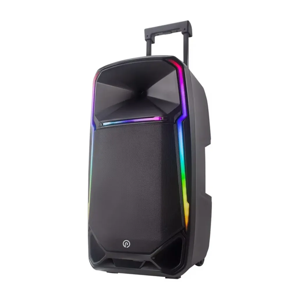 בידורית קריוקי ניידת 15 אינץ'. Pure Acoustics Dancer-X1500. הספק 500W. כולל 2 מיקרופונים אלחוטיים ושלט רחוק