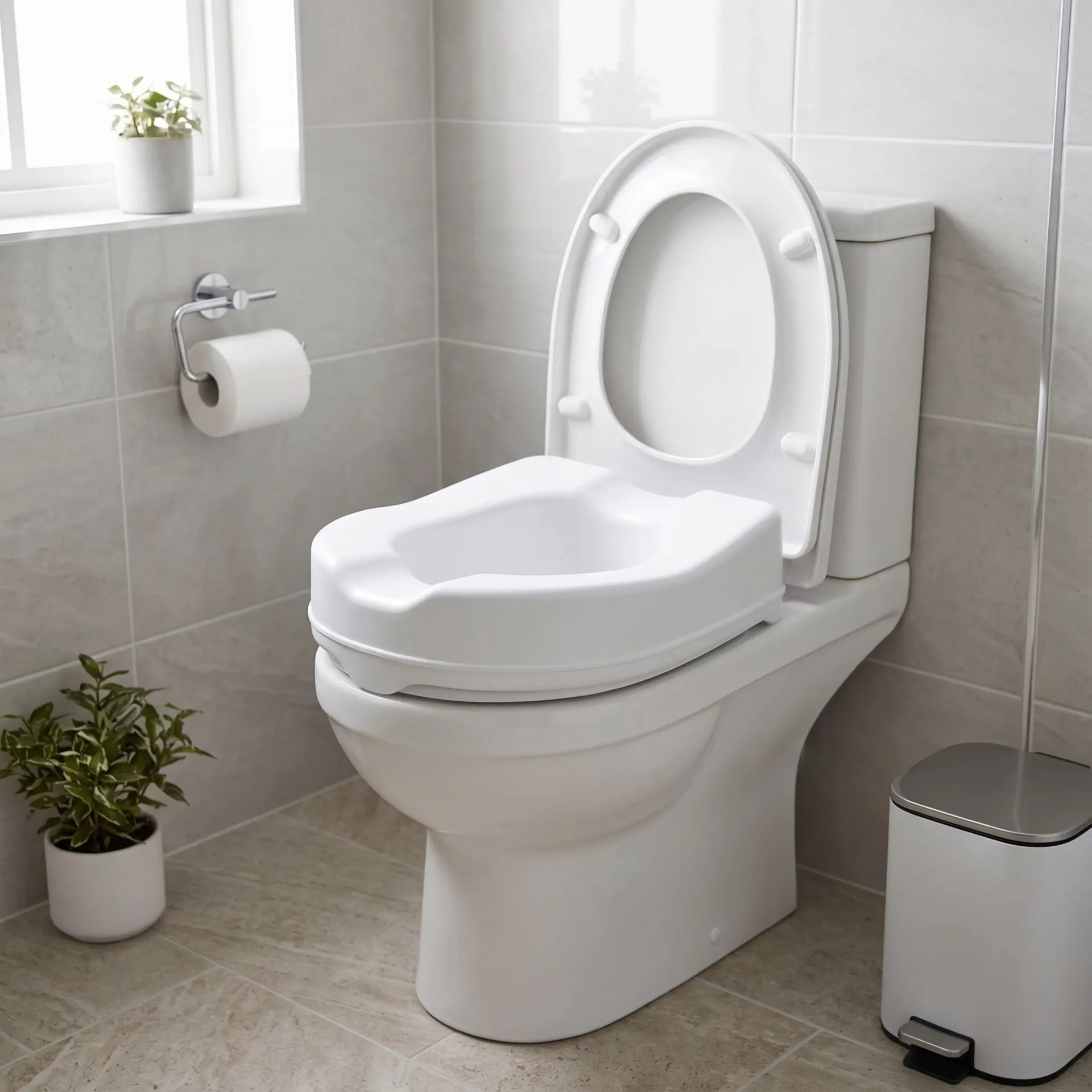 מגביה אסלה 12 ס"מ / הגבהה לאסלה. Raised Toilet Seat. מושב קשיח ורחיץ. הרכבה ופירוק קלים. ס.מדיק יבוא
