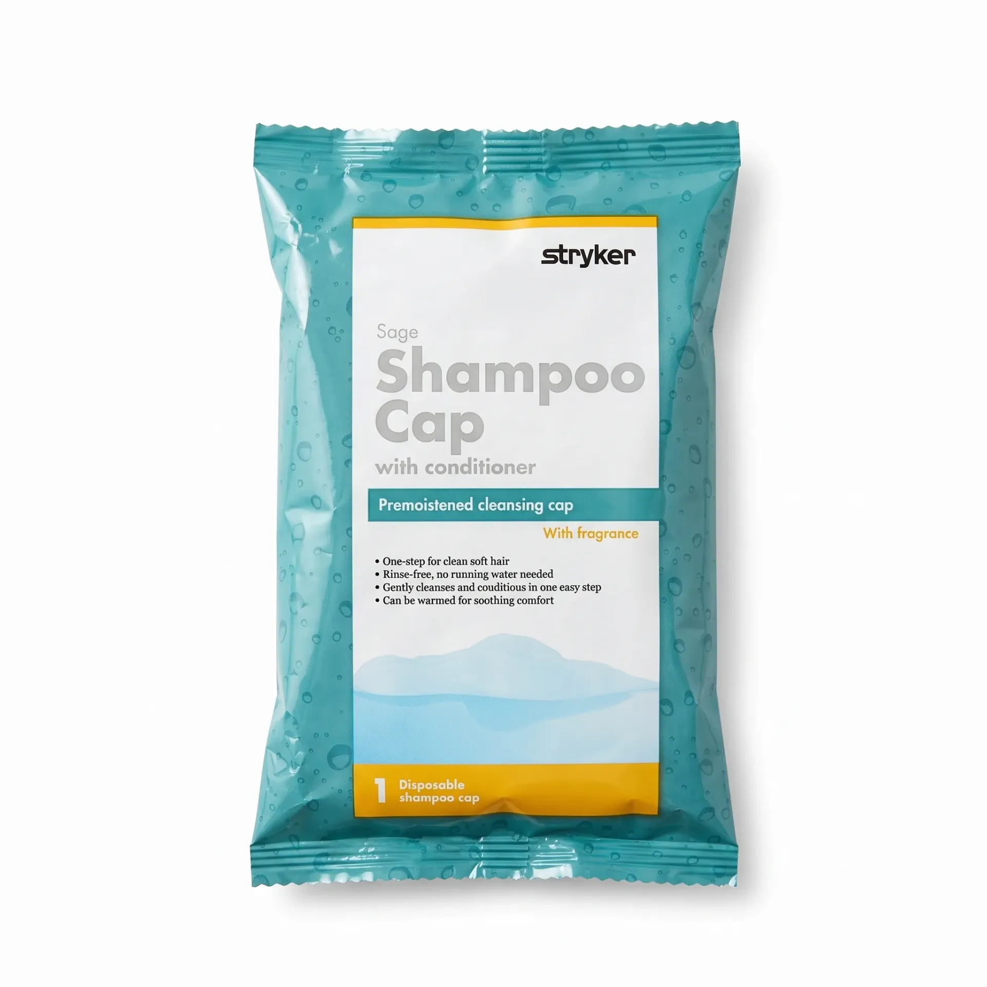 [380418] כובע חפיפה ללא מים Sage עם מרכך. Stryker Sage Shampoo Cap with Conditioner. ללא שטיפה. חד פעמי. ס.מדיק יבוא