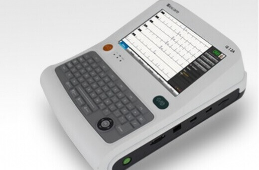 מכשיר א.ק.ג 12 ערוצים Biocare iE 12A. מסך מגע 8.9". מדפסת מובנית. מקלדת אלפאנומרית. ס.מדיק יבוא