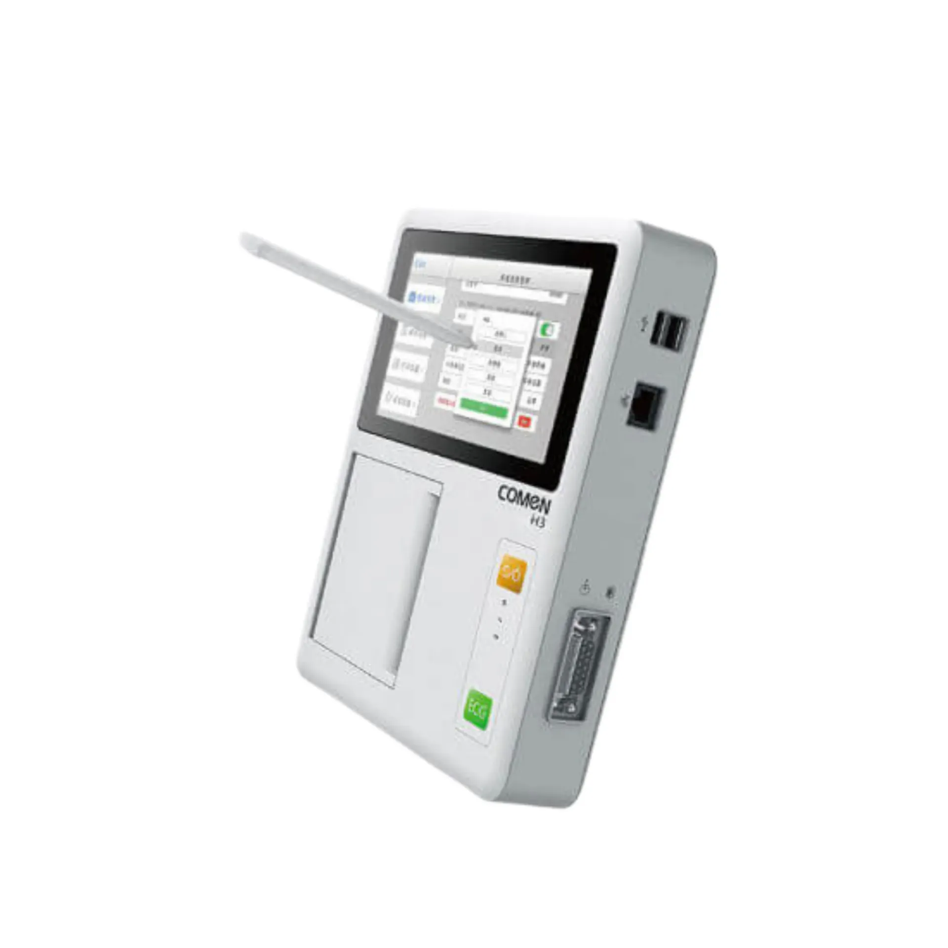 מכשיר א.ק.ג 3 ערוצים Comen H3. מסך מגע 6.2". זיכרון 40,000. ADC 24bit. CMRR 110dB. ס.מדיק יבוא