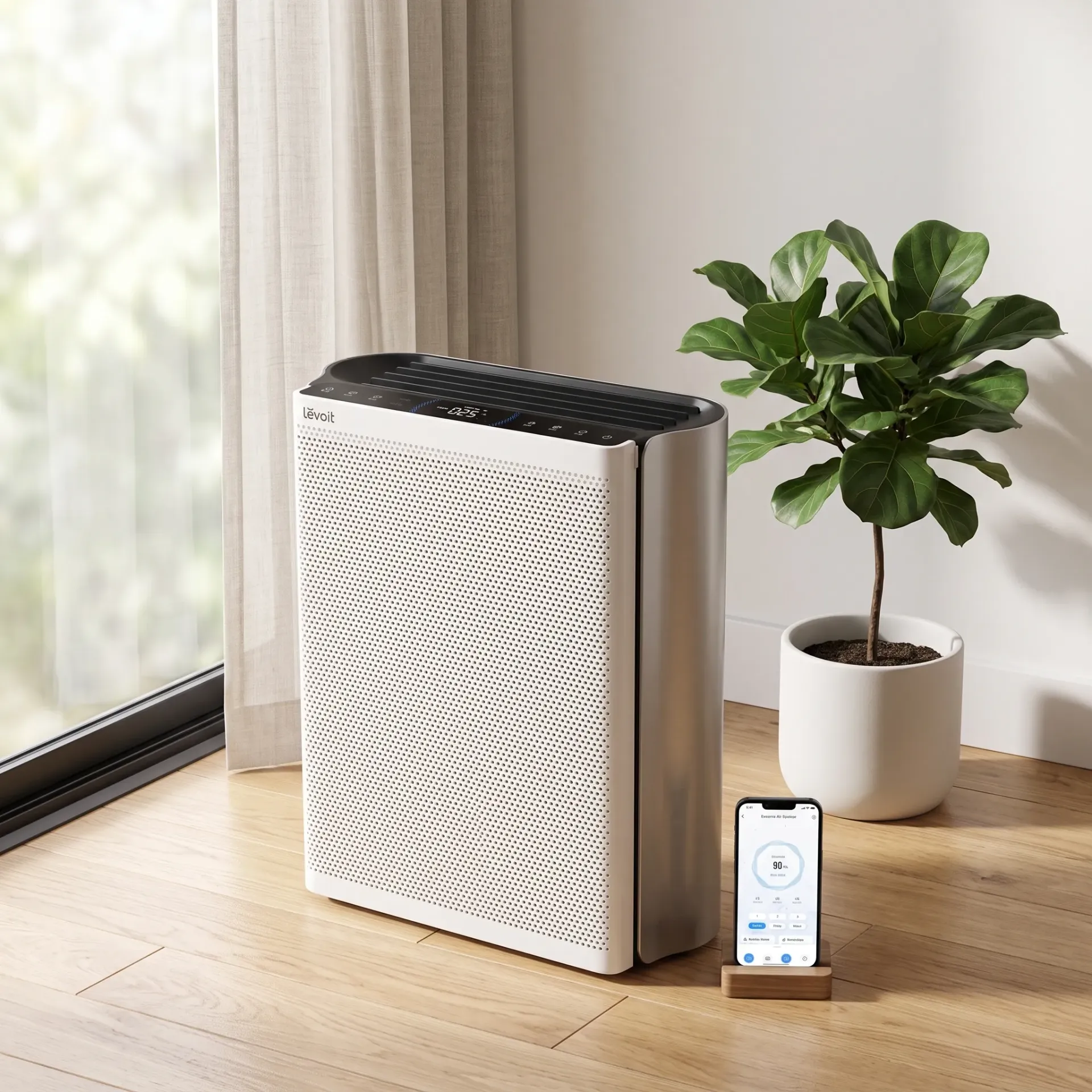 מטהר אוויר חכם LEVOIT Everestair EL551S. Smart Air Purifier. CADR 612 מ״ק/ש. מסך OLED. עד 140 מ״ר