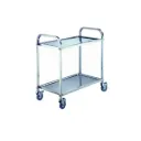 עגלת שירות נירוסטה 304 עם שני מדפים. Stainless Steel Service Trolley. סף מים, מעקות וידיות הובלה. עד 50 ק"ג למדף. ס.מדיק יבוא