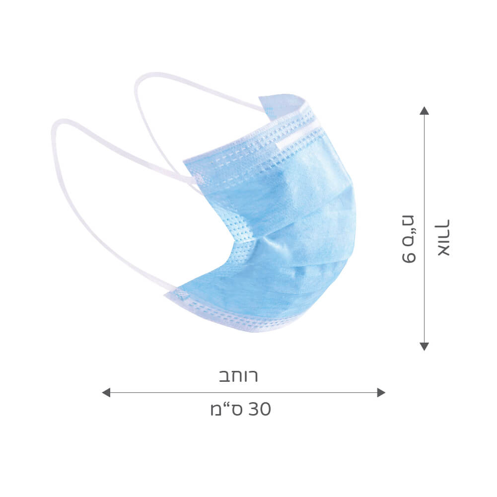 מסיכת פנים אף ופה עם גומי 3 שכבות מארז 50 יח' DR MASK - image_3