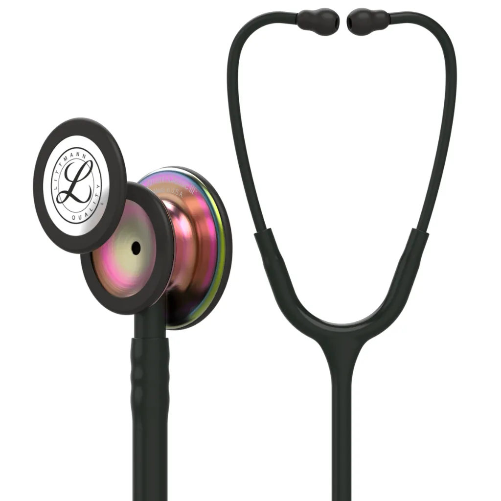 [260851] סטטוסקופ ליטמן 3M קלאסיק III. 3M™ Littmann® Classic III™ Stethoscope. צבע שחור גימור קשת. Black color, rainbow finish . דגם 5870. ממברנה כפולה. אחריות יצרן 5 שנים. יבוא רשמי לישראל.