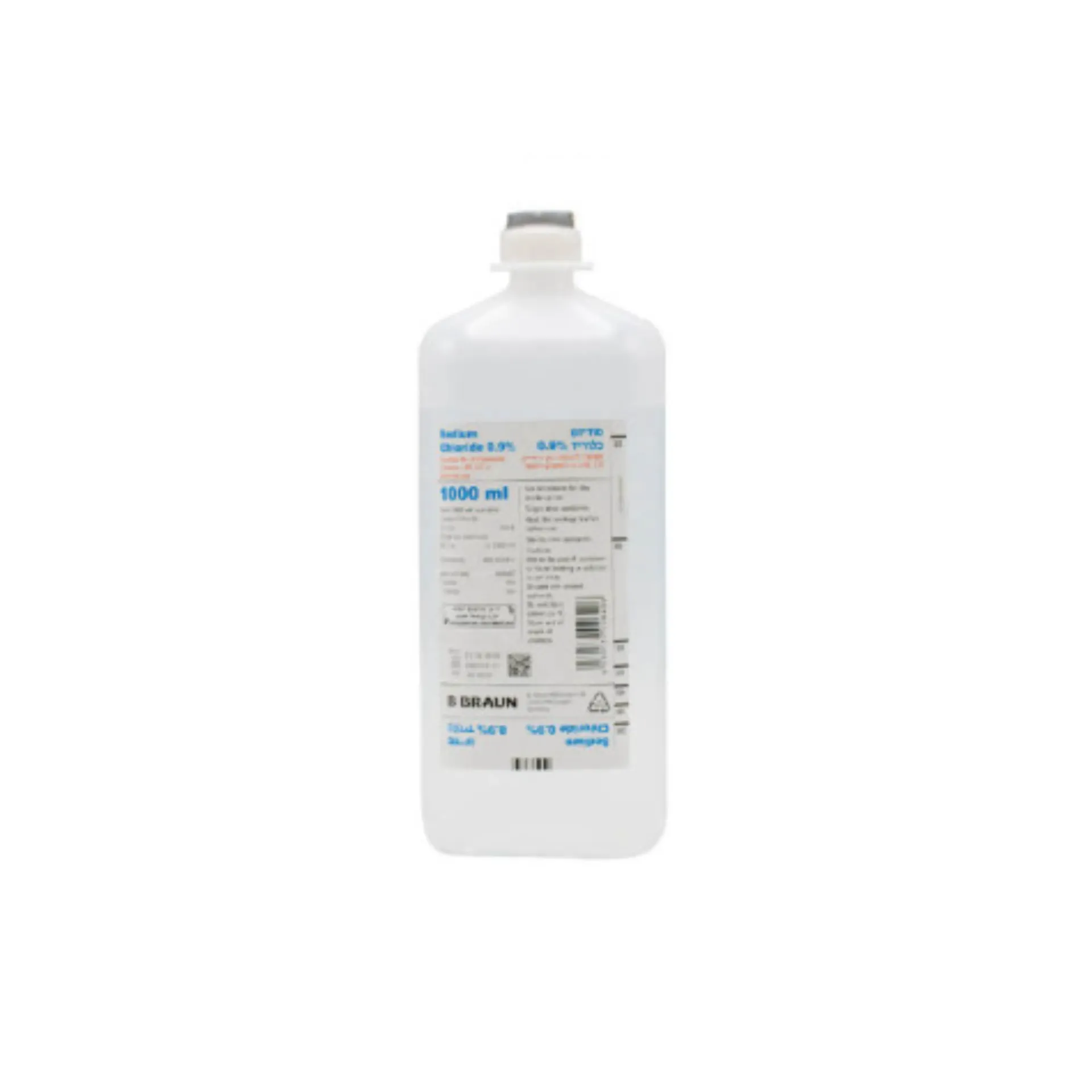 [580193] בקבוק עירוי סליין 1000 מ"ל. Saline IV Bottle. Sodium Chloride 0.9% (NaCl). יחידה בודדת. ס.מדיק יבוא