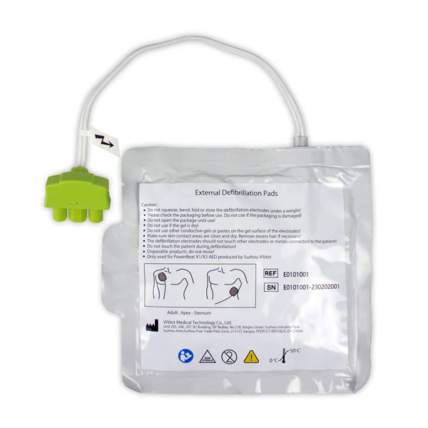 סט מדבקות לדפיברילטור ViVest. AED Advanced. מבוגר וילד. ס.מדיק יבוא