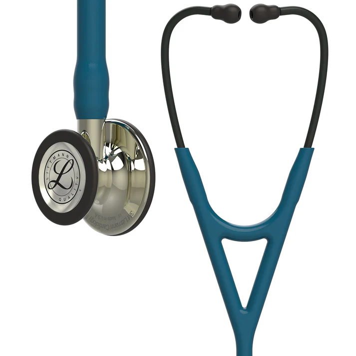 [261405] סטטוסקופ ליטמן 3M™ קרדיולוגי IV. 3M™ Littmann® Cardiology IV™ Stethoscope. צבע כחול קאריבי גימור שמפניה. Caribbean Blue Champagne Finish. דגם 6190. ראש כפול. אחריות יצרן 5 שנים. יבוא רשמי לישראל.