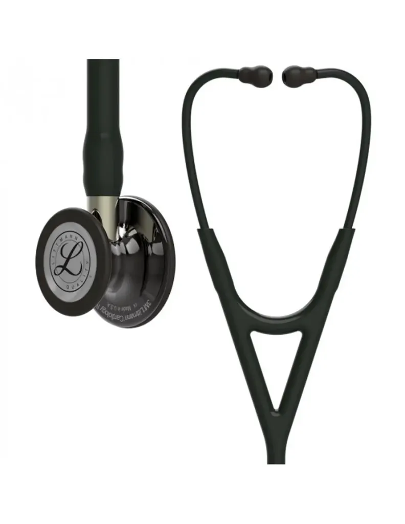 [261410] סטטוסקופ ליטמן 3M™ קרדיולוגי IV. 3M™ Littmann® Cardiology IV™ Stethoscope. צבע שחור גימור עשן ושמפניה. Black Smoke Champagne Finish. דגם 6204. ראש כפול. אחריות יצרן 5 שנים. יבוא רשמי לישראל.
