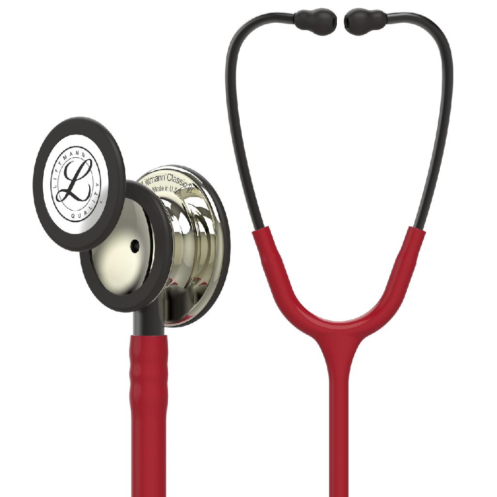 [260829] סטטוסקופ ליטמן 3M קלאסיק III. 3M™ Littmann® Classic III™ Stethoscope. צבע בורגונדי מושחר גימור שמפניה. Burgundy color, black metal, champagne finish. דגם 5864. ממברנה כפולה. אחריות יצרן 5 שנים . יבוא רשמי לישראל.