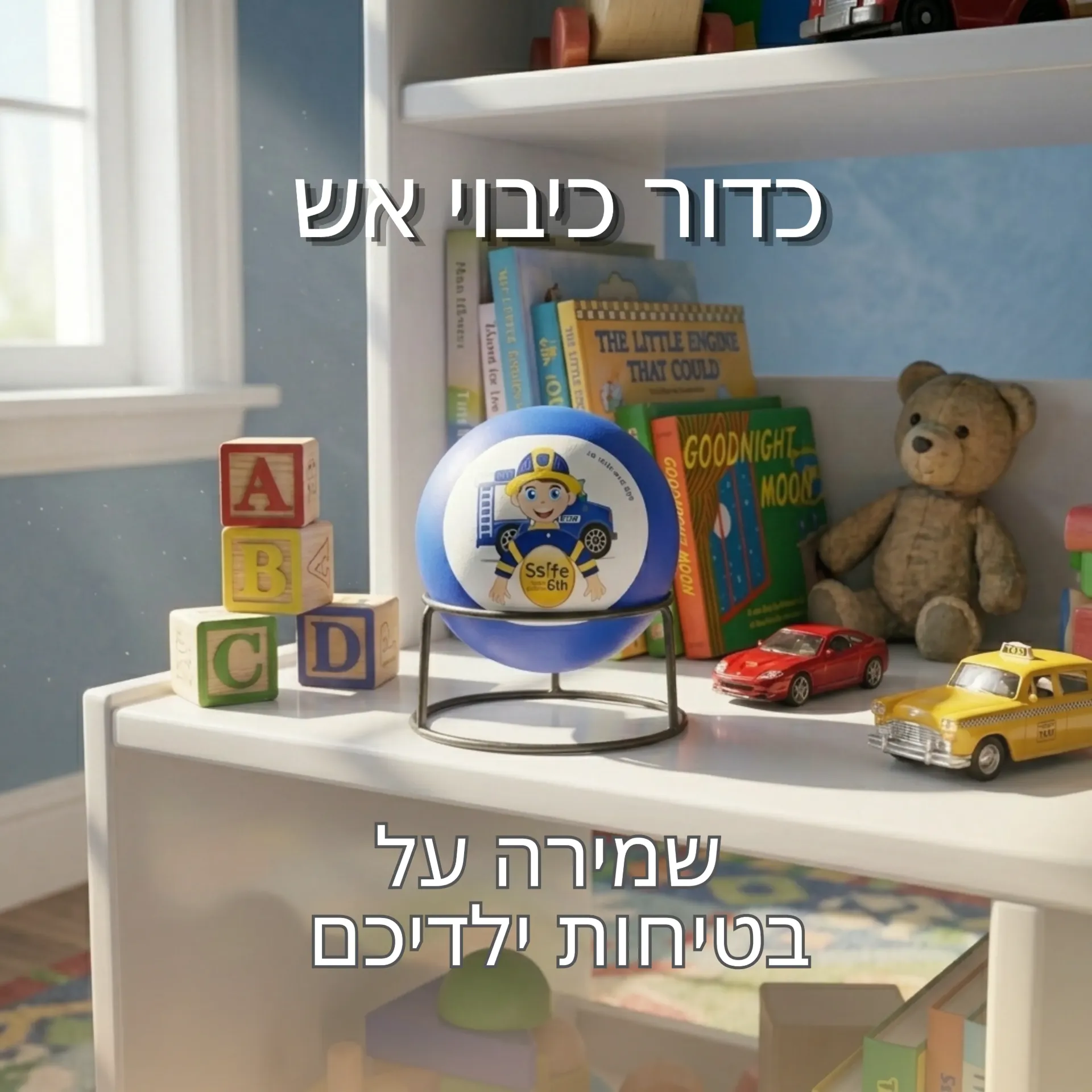 כדור כיבוי אש SAFE BALL בנים. 1.3 ק"ג. חיי מדף 5 שנים. הפעלה תוך 3 שניות. שריפות A, B, C, E. ס.מדיק יבוא